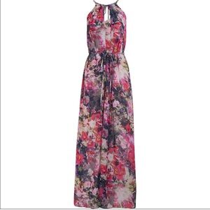 Maggy London Floral Maxi Dress Abstract Floral Print Size 6 Wedding Guest